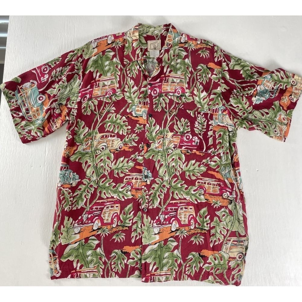 VTG Tropical Men's XXL Hawaiian Shirt Vintage Wagon Cars Surf Style Coconut USA - Picture 13 of 13